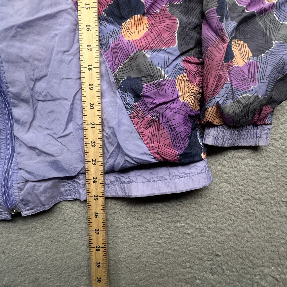 Vintage 90s Runabout Floral Purple Windbreaker Jacket Womens Medium Cotton Lined - Picture 4 of 10